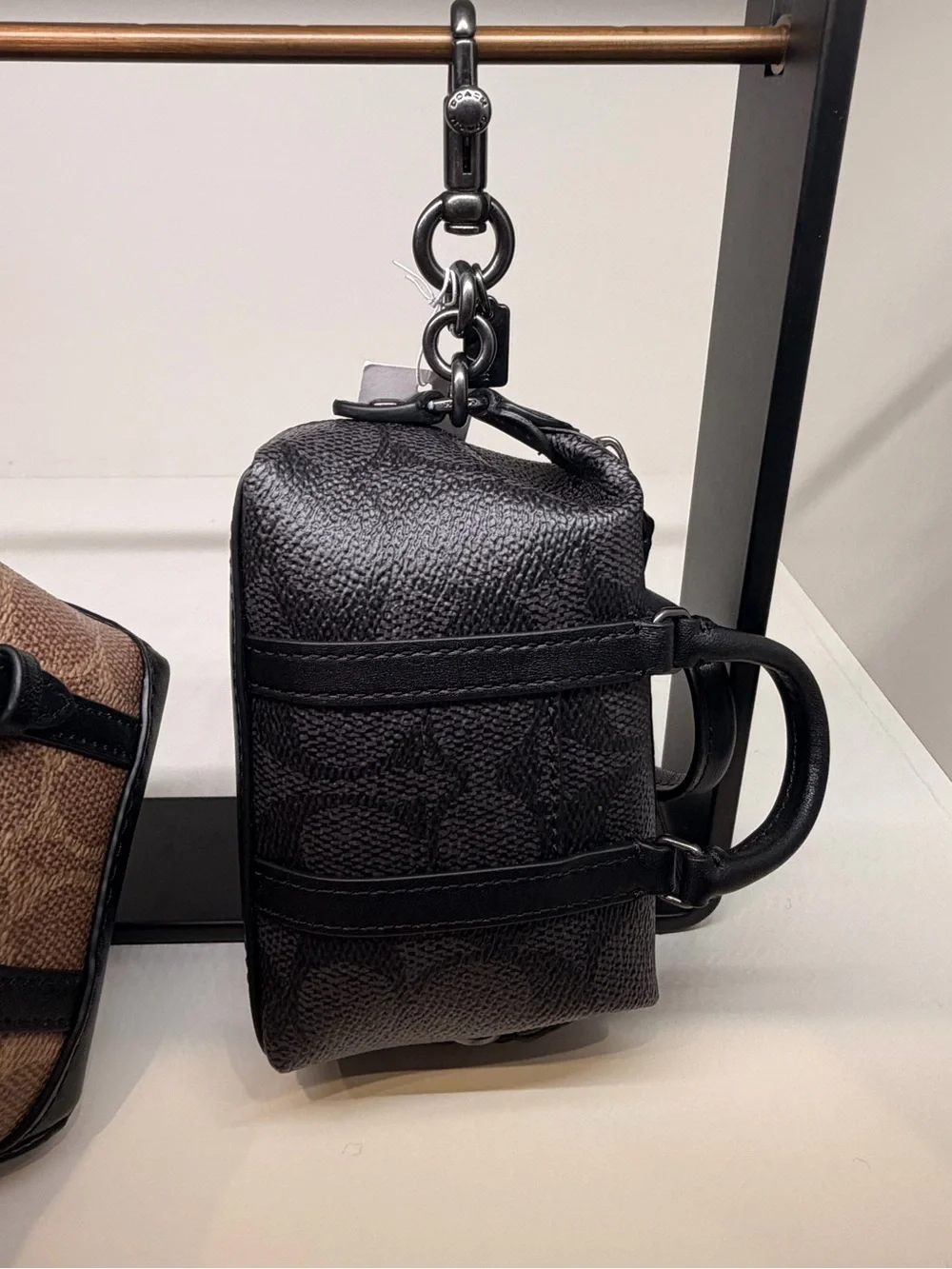 Coach Black Signature Small Key chain/bag charm new